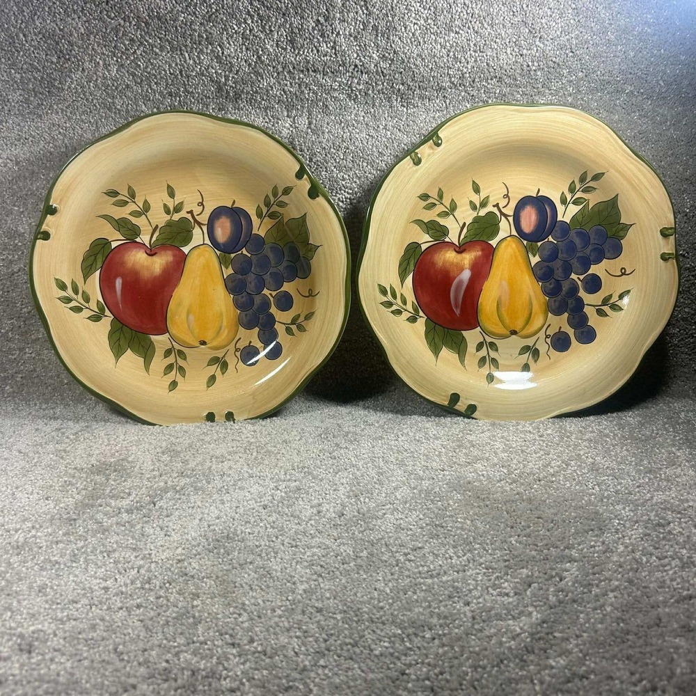 Home Trends Pasta Bowls Fruit Motif Scalloped Set of 2